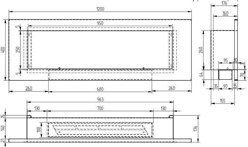 Биокамин Zefire Elliot Horizontal 1200