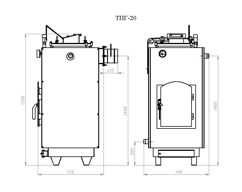Напольный твердотопливный котел Траян ТПГ-20