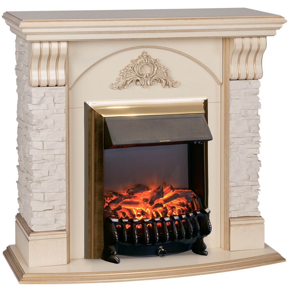 Электрокамин RealFlame  Athena WT с очагом Fobos Lux Brass