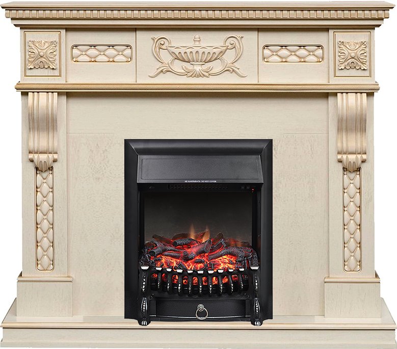 Каминокомплект Royal Flame  Corsica - Слоновая кость с патиной (Ширина 1100) с очагом Fobos FX Black