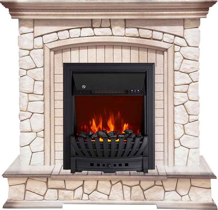 Каминокомплект Royal Flame  Preston - Белый/Слоновая кость с патиной с очагом Aspen Black