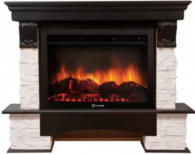 Каминокомплект Electrolux Pietra 25S с очагом EFP/P-2520LS камень белый, шпон дуб