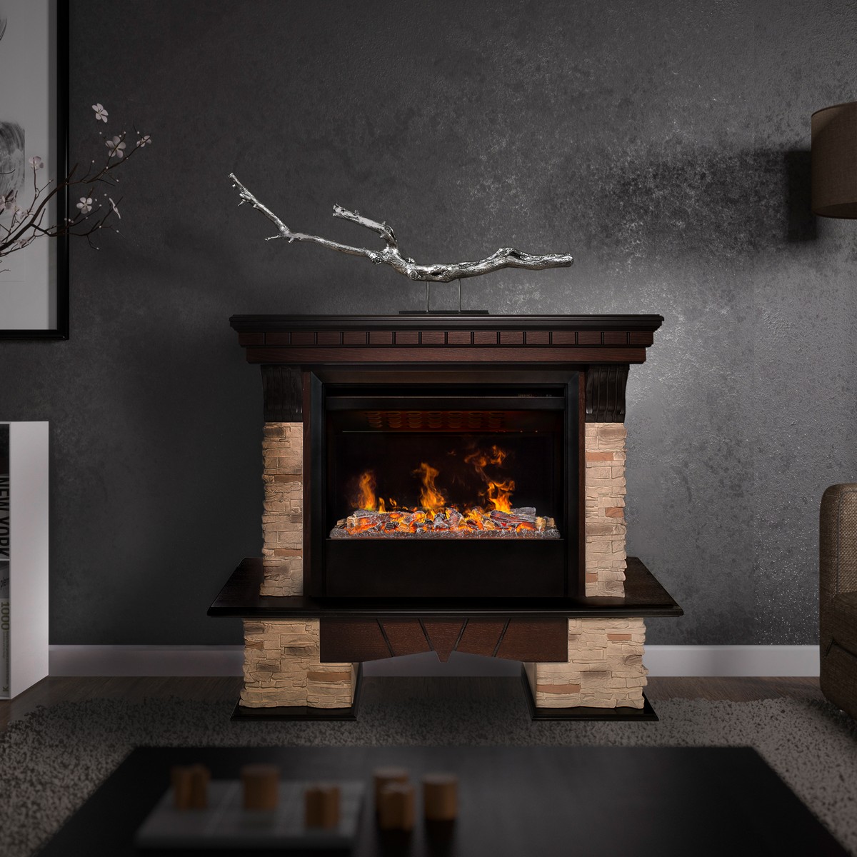 Электрокамин RealFlame  Rockland 26 AO с очагом 3D Helios 26 SBG