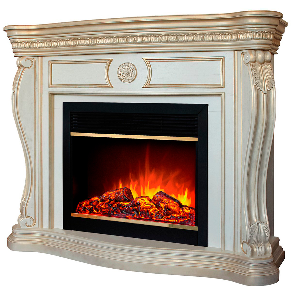 Электрокамин RealFlame Barcelona 33 WT с очагом Moonblaze Deluxe Brass