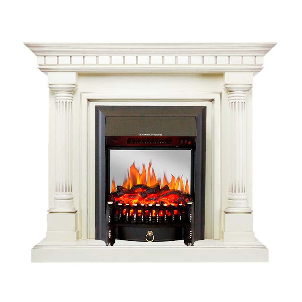 Каминокомплект Royal Flame  Dallas - Слоновая кость с патиной с очагом Fobos FX M Black