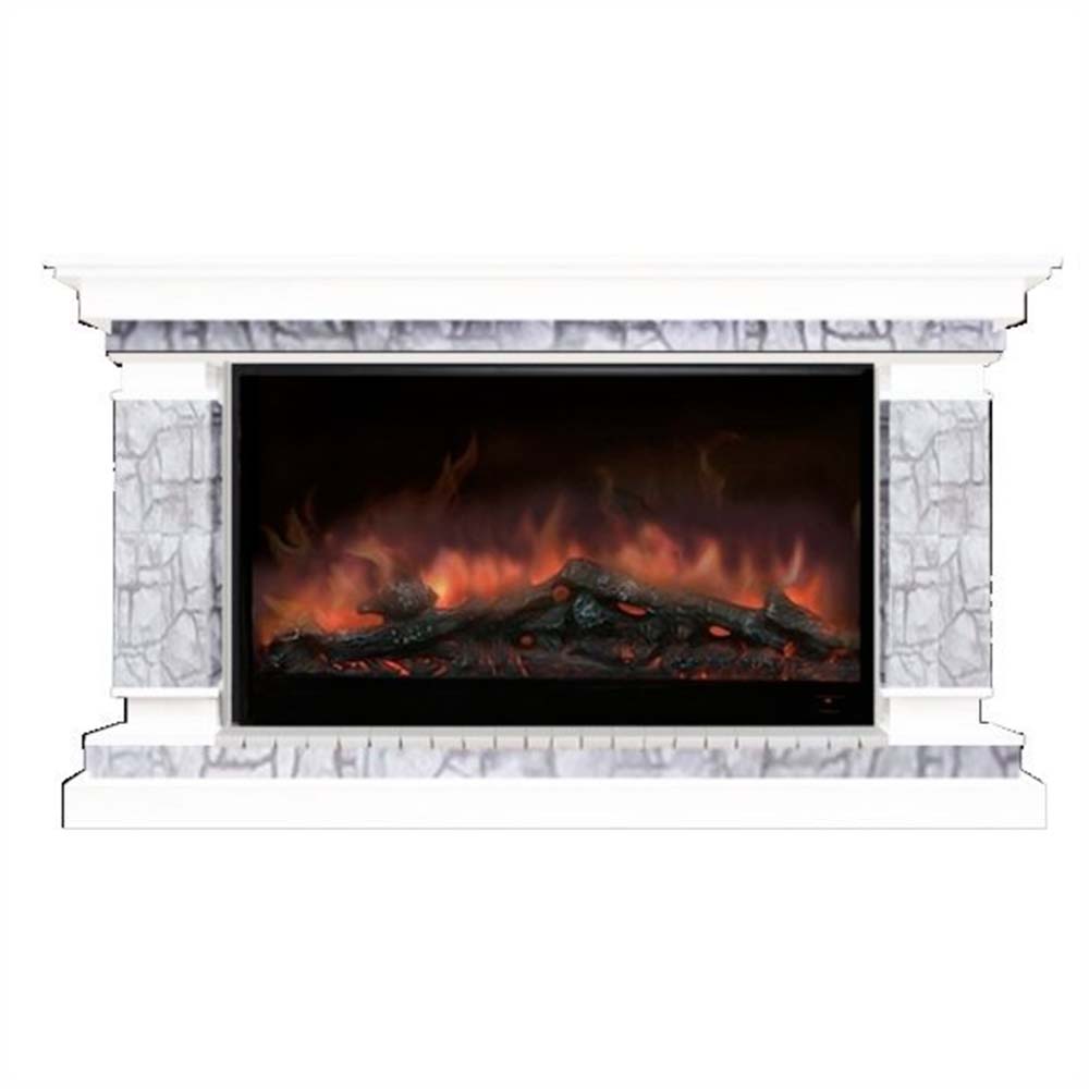 Каминокомплект Glenrich Лорд 14 Premier  S14 камень старый город, шпон белый