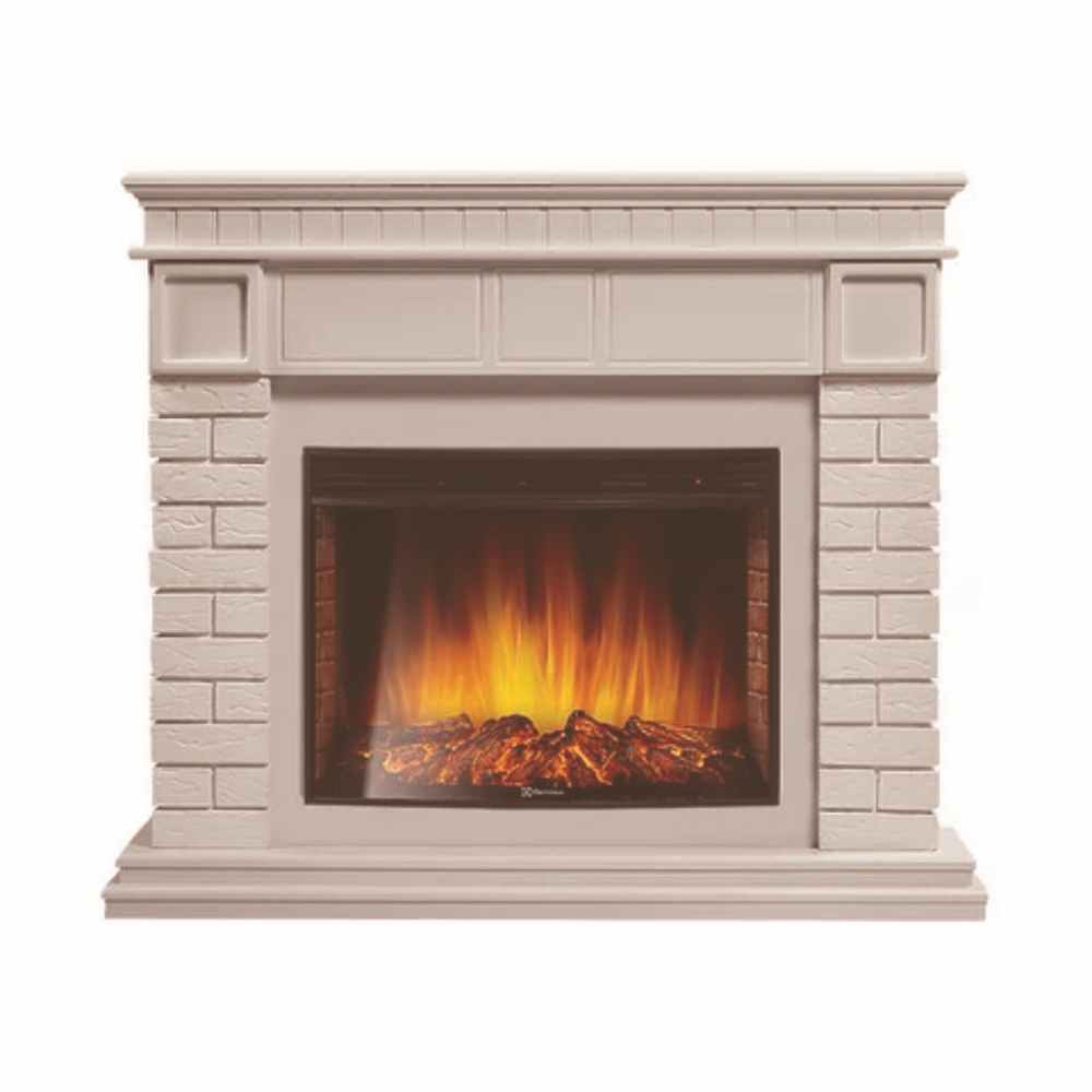 Каминокомплект Electrolux Bricks 25 с очагом EFP/P-2720RLS камень белый, белая эмаль