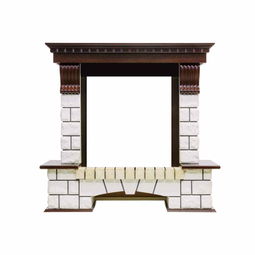 Каминокомплект Royal Flame  Pierre Luxe - Темный дуб / Белый с очагом Majestic FX Black
