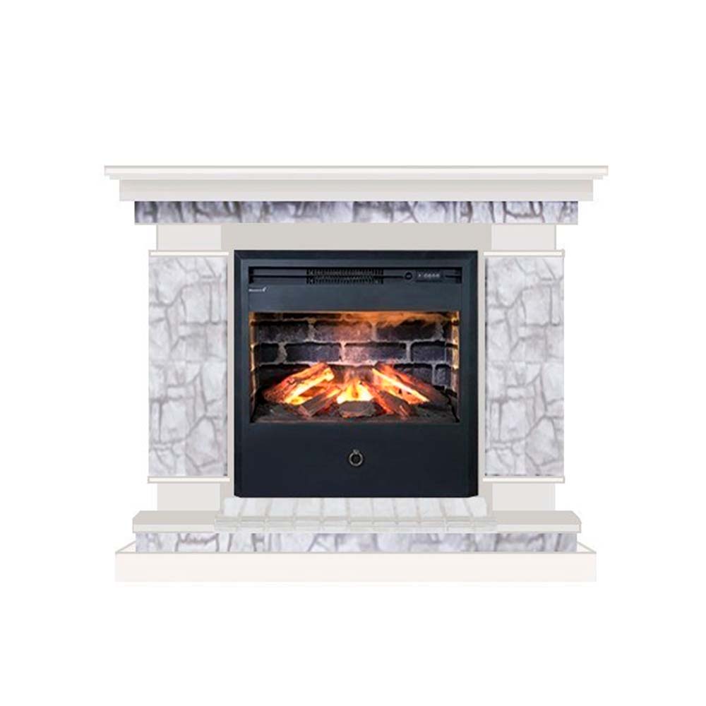 Каминокомплект Glenrich Лорд Samba 3D беленый дуб