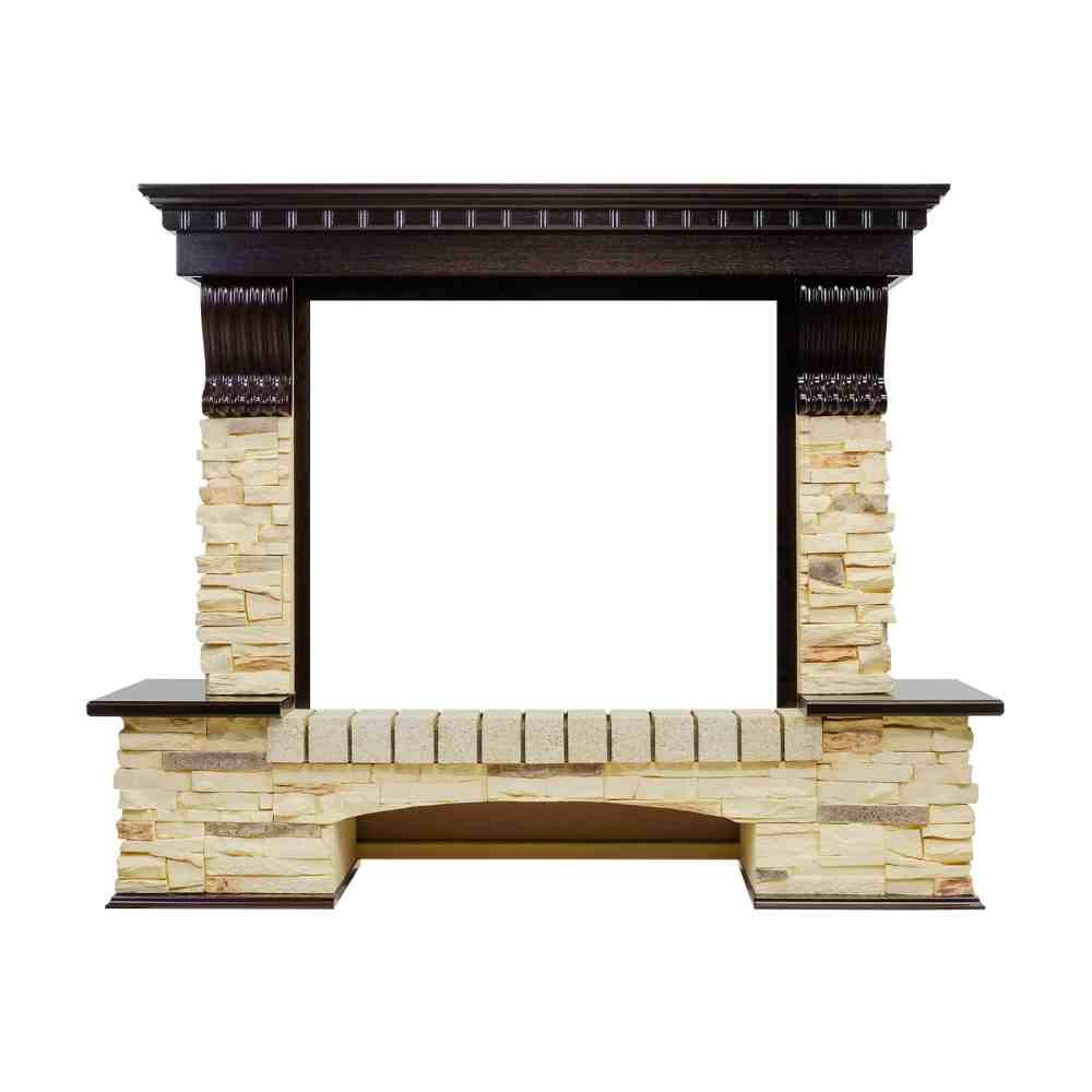 Каминокомплект Royal Flame  Pierre Luxe угловой - Темный дуб / Сланец (Высота 1045мм) с очагом Dioramic 28 LED FX