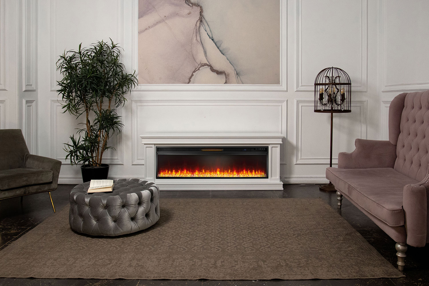 Каминокомплект Royal Flame  Geneva 60 - Белый с очагом Vision 60 LOG LED