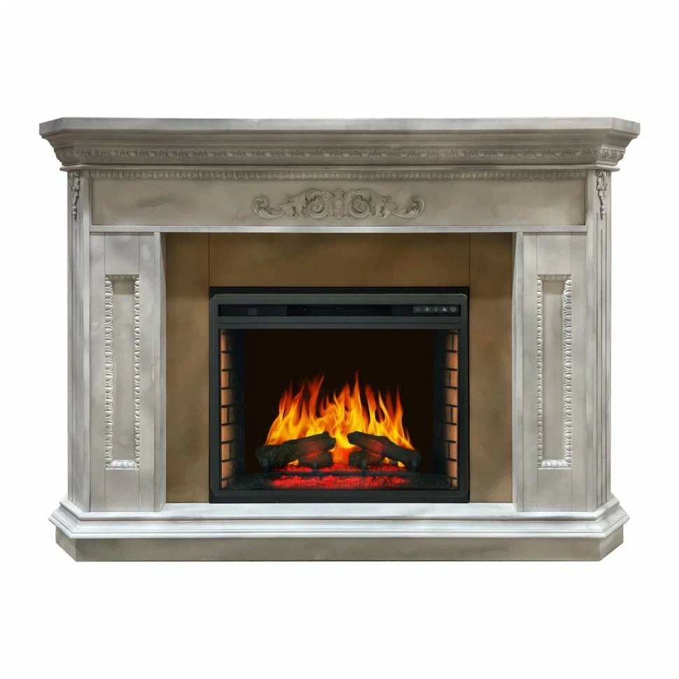 Каминокомплект Glenrich Каролина Delux Arte 28 мрамор крем