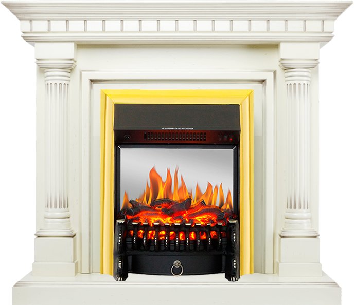 Каминокомплект Royal Flame  Dallas - Слоновая кость с патиной с очагом Fobos FX M Brass