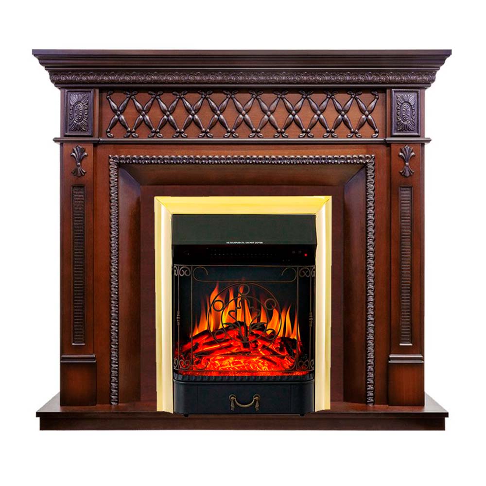 Каминокомплект Royal Flame  Alexandria - махагон коричневый антик с очагом Majestic FX Brass