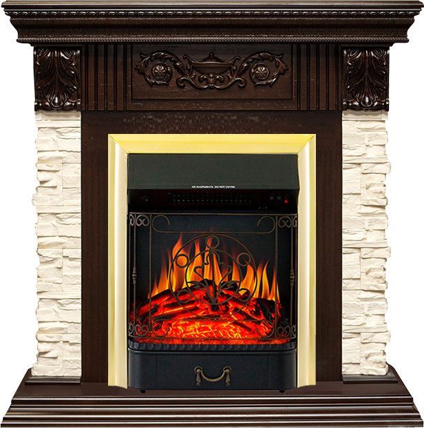 Каминокомплект Royal Flame  Luxemburg (каменный) - Сланец/Темный дуб с очагом Majestic FX Brass