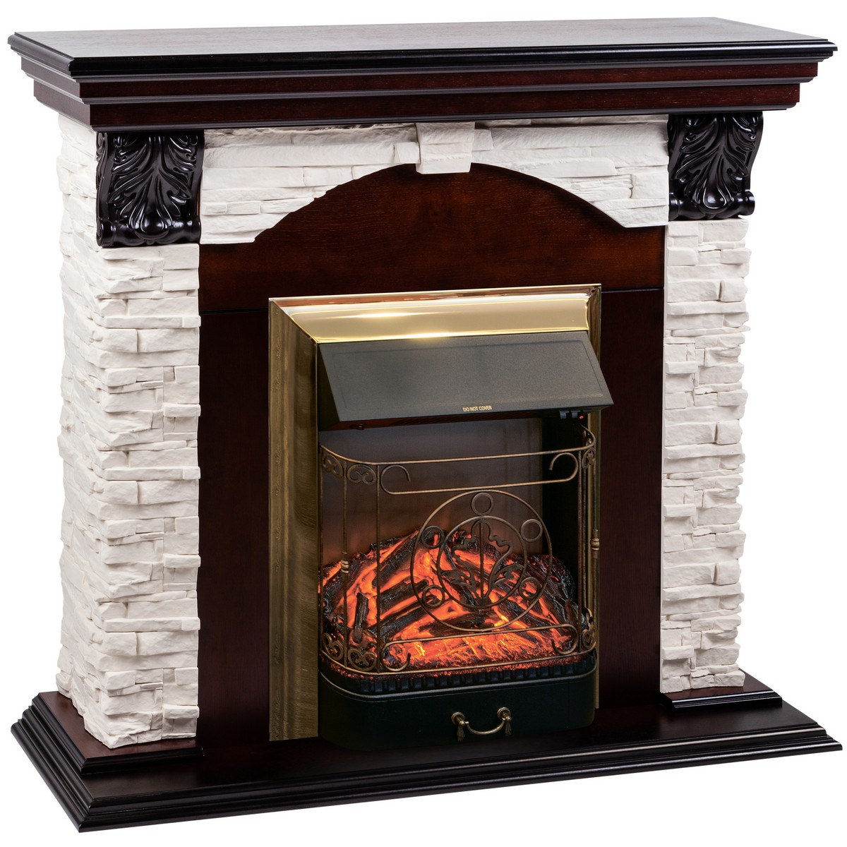 Электрокамин RealFlame  Dublin Lux AO с очагом Majestic Lux Brass