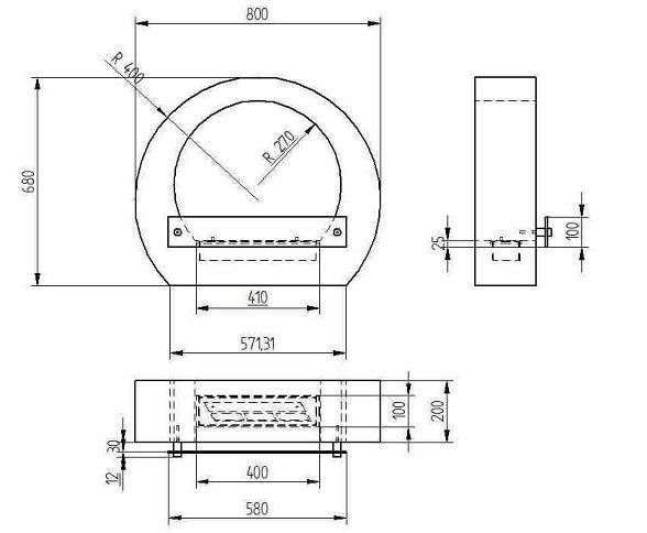 Биокамин настенный Zefire Barrel черный