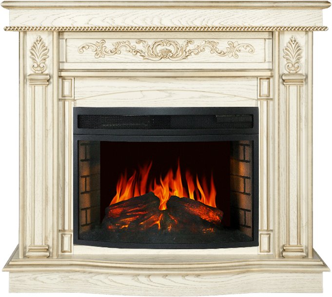 Каминокомплект Royal Flame  Cardinal - Белый дуб, патина золото с очагом Dioramic 25 LED FX