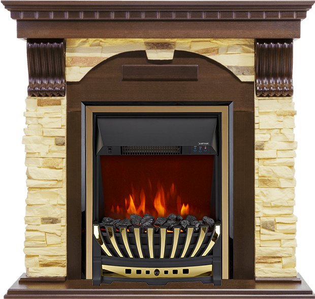 Каминокомплект Royal Flame  Dublin угловой - Темный дуб / Сланец с очагом Aspen Gold