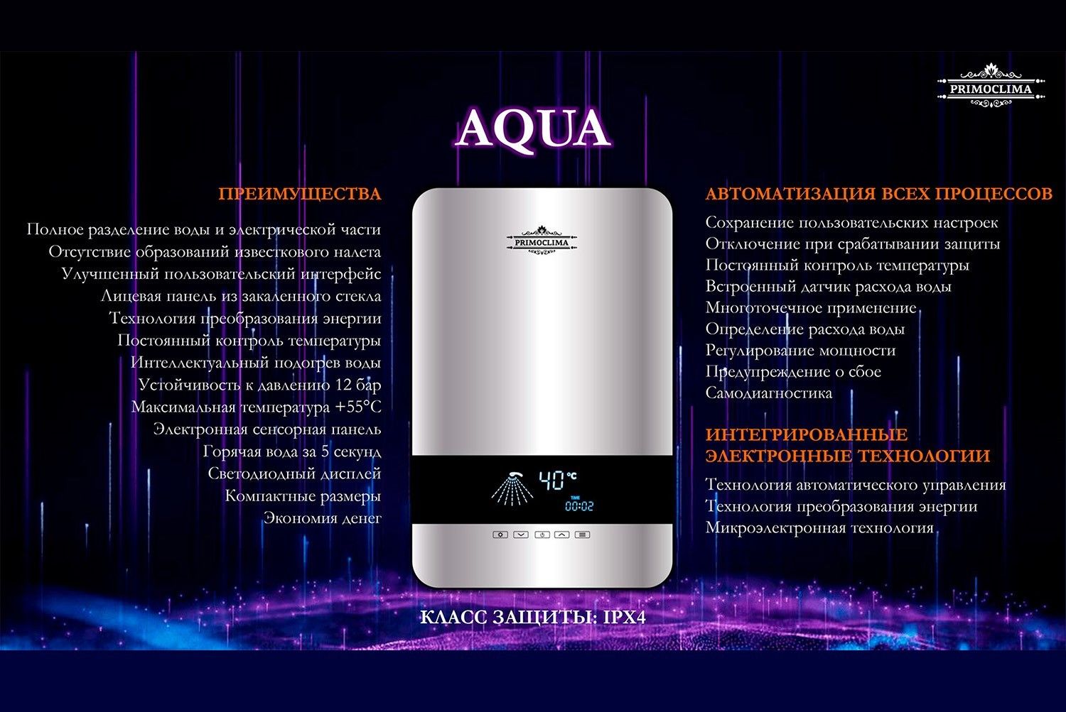 Электрический проточный водонагреватель Primoclima AQUA 8.5 кВт