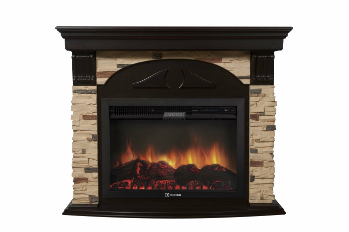 Каминокомплект Electrolux Torre 26/30U (угловой) с очагом EFP/P-2620RLS камень сланец натуральный, шпон темный дуб