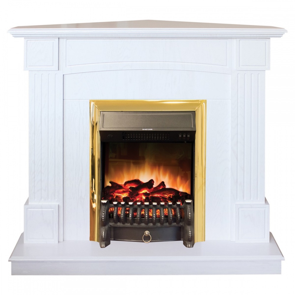 Электрокамин RealFlame  Andrea Corner WT с очагом Fobos Lux Brass