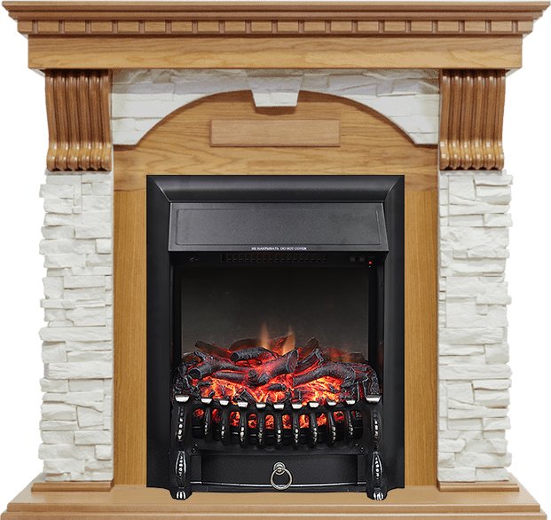 Каминокомплект Royal Flame  Dublin - Дуб / Сланец белый с очагом Fobos FX Black