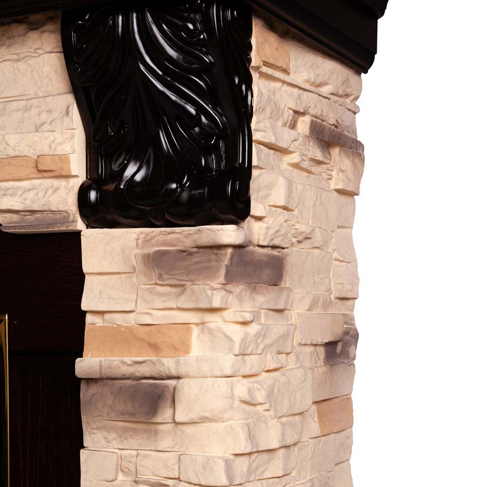 Электрокамин RealFlame  Dublin Corner Rock AO с очагом Majestic Lux Brass