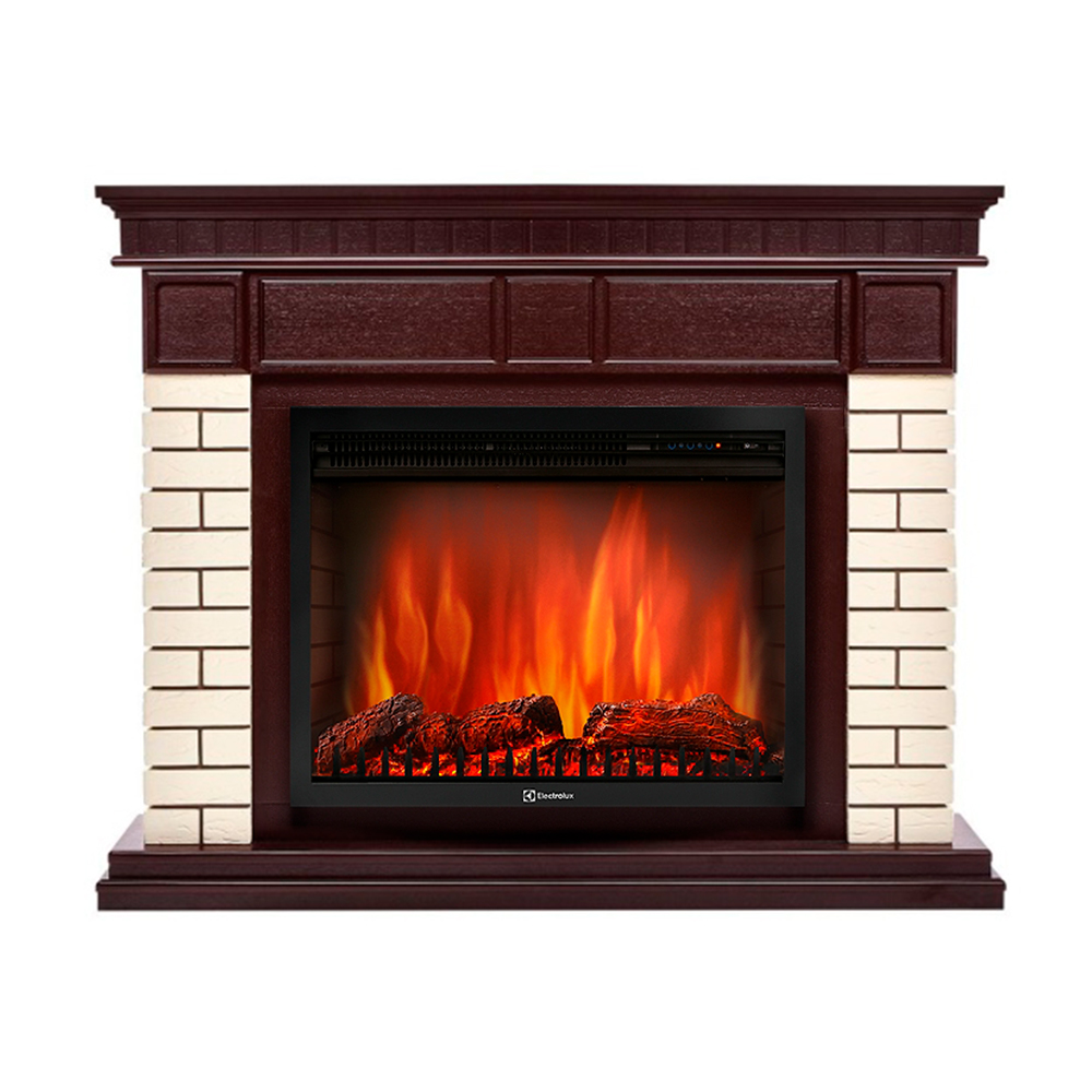 Каминокомплект Electrolux Bricks 30 с очагом EFP/P-3020LS камень бежевый, шпон темный дуб