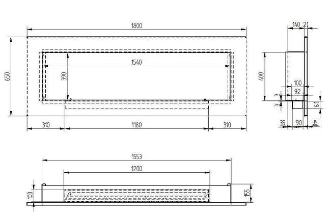 Биокамин Zefire Elliot Horizontal 1800