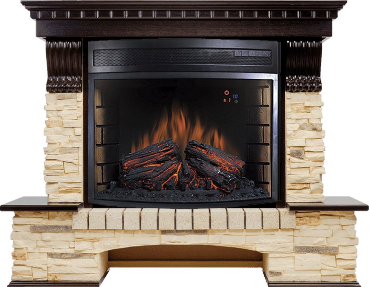 Каминокомплект Royal Flame  Pierre Luxe угловой - Темный дуб / Сланец (Высота 1045мм) с очагом Dioramic 28 LED FX