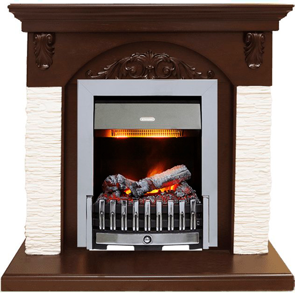 Каминокомплект Dimplex Bern Сланец мелкий белый / Темный дуб с очагом Danville Chrome FB2