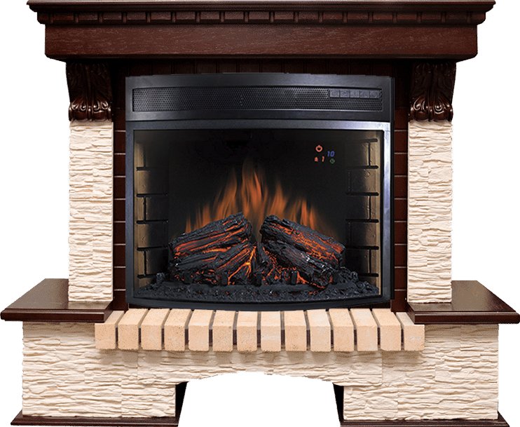 Каминокомплект Royal Flame  Pierre Luxe - Темный дуб / Сланец бежевый с очагом Dioramic 28 LED FX