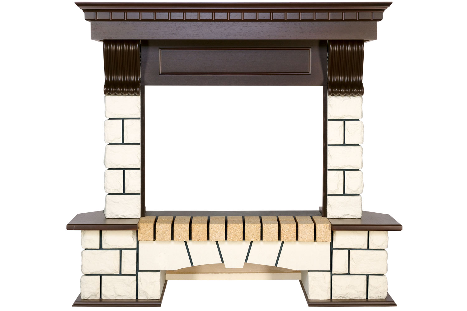 Портал Royal Flame  Pierre Luxe угловой - Белый / Темный дуб