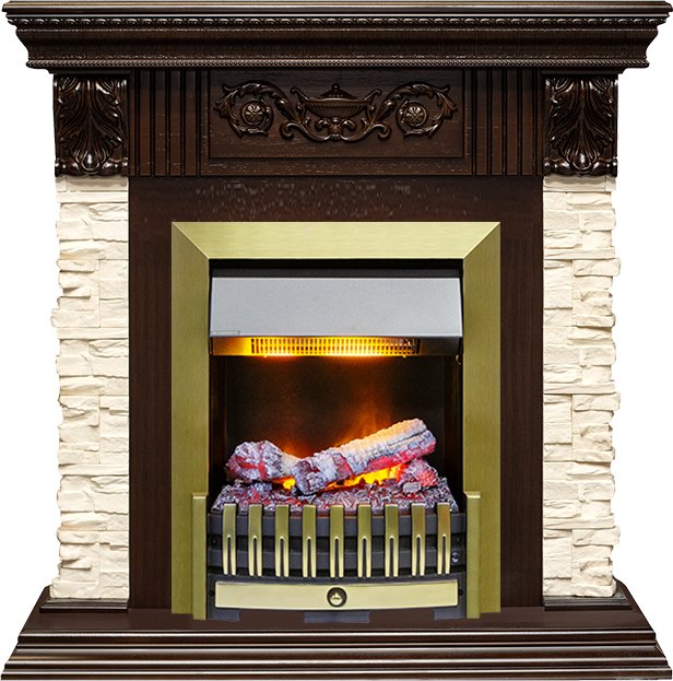 Каминокомплект Dimplex Luxemburg (каменный) - Сланец/Темный дуб с очагом Danville Antique Brass FB2