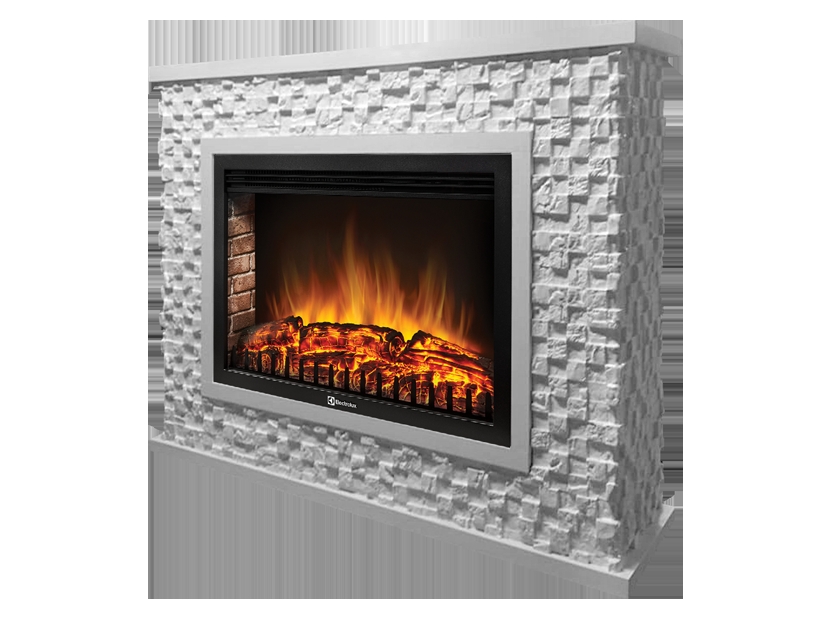 Каминокомплект Electrolux Quadro 25 с очагом EFP/P-2520LS камень песчаник античный белый, белая эмаль
