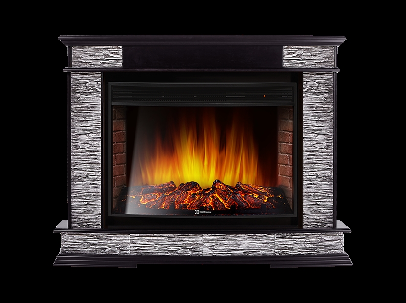 Каминокомплект Electrolux Scala 30 с очагом EFP/P-3320RLS камень сланец скалистый серый, шпон венге