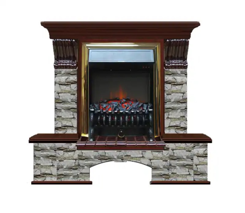 Каминокомплект Glenrich Бостон К Алтай (Fobos brass) красное дерево