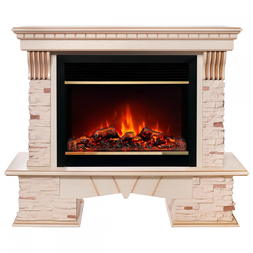 Электрокамин RealFlame  Sorento 25,5/26 WT с очагом Moonblaze Deluxe Brass