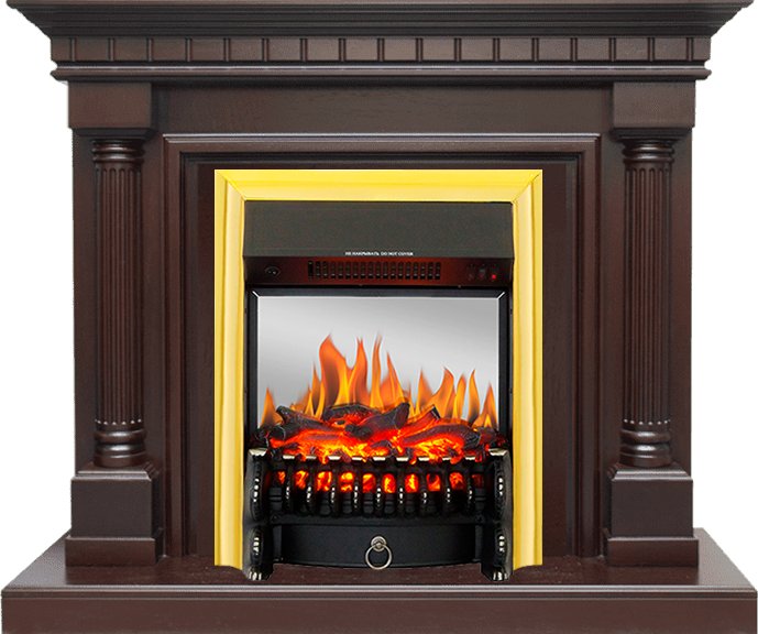 Каминокомплект Royal Flame  Dallas - Темный дуб с очагом Fobos FX M Brass