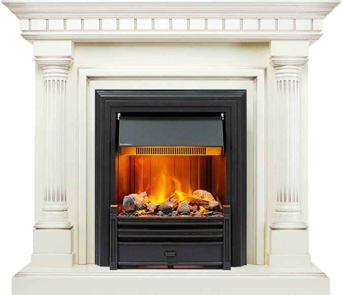 Каминокомплект Dimplex Dallas - Слоновая кость с патиной с очагом Brookline Black