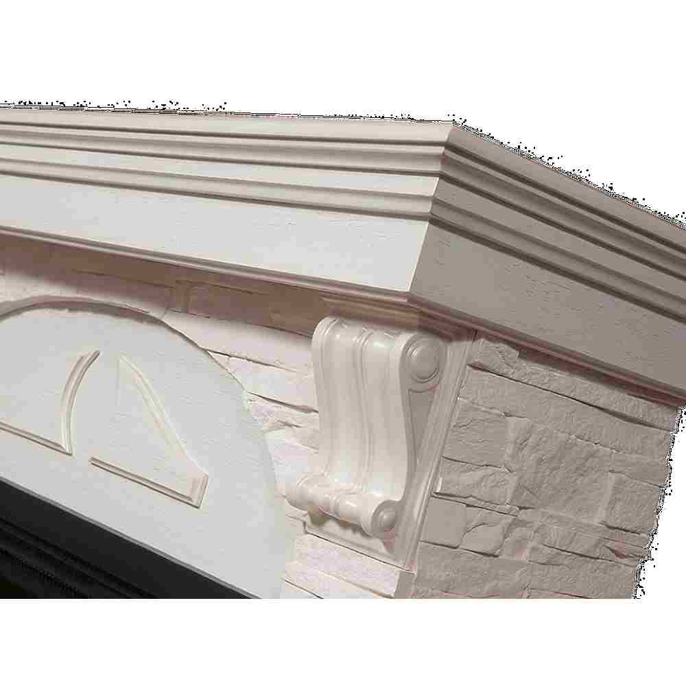 Портал Firelight Torre 25S камень белый, шпон белёный дуб