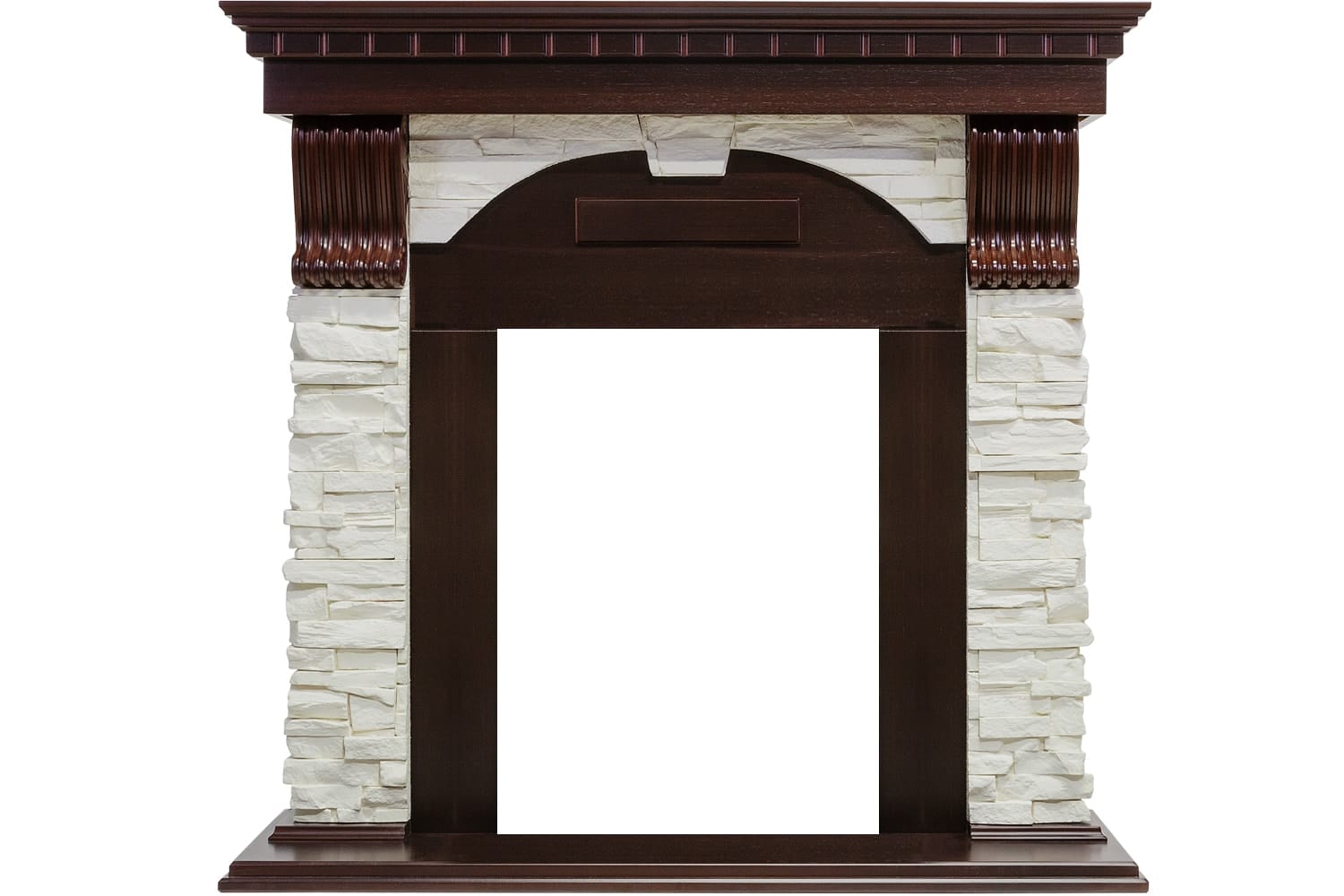 Каминокомплект Royal Flame  Dublin - Темный дуб / Сланец белый с очагом Aspen Black