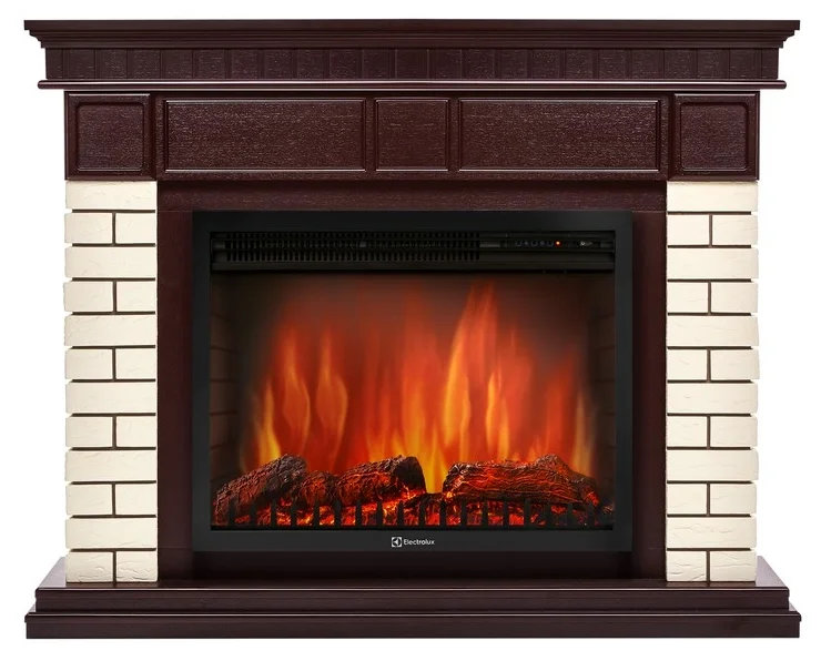 Каминокомплект Electrolux Bricks 25 с очагом EFP/P-2520LS камень бежевый, шпон темный дуб