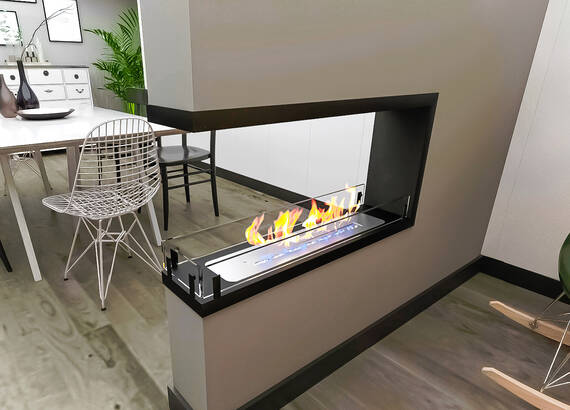 Встраиваемый биокамин Zefire Contour торцевой сквозной 900 (Estetic Flame)