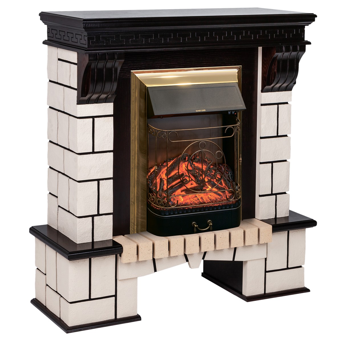 Электрокамин RealFlame  Stone STD AO с очагом Majestic Lux Brass