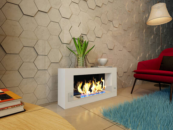 Биокамин Zefire Constant 900 белый со стемалитом