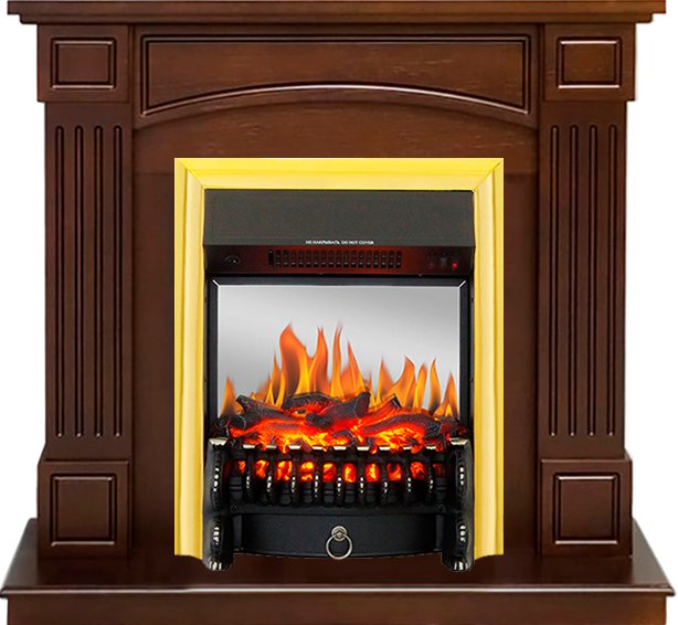 Каминокомплект Royal Flame  Boston - Темный дуб (Высота 92.5см) с очагом Fobos FX M Brass