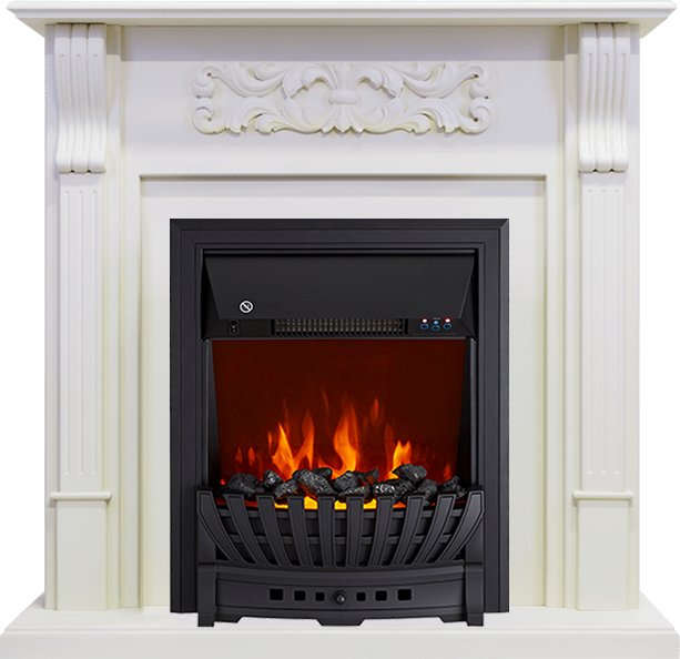 Каминокомплект Royal Flame  Venice - Фактурный белый с очагом Aspen Black