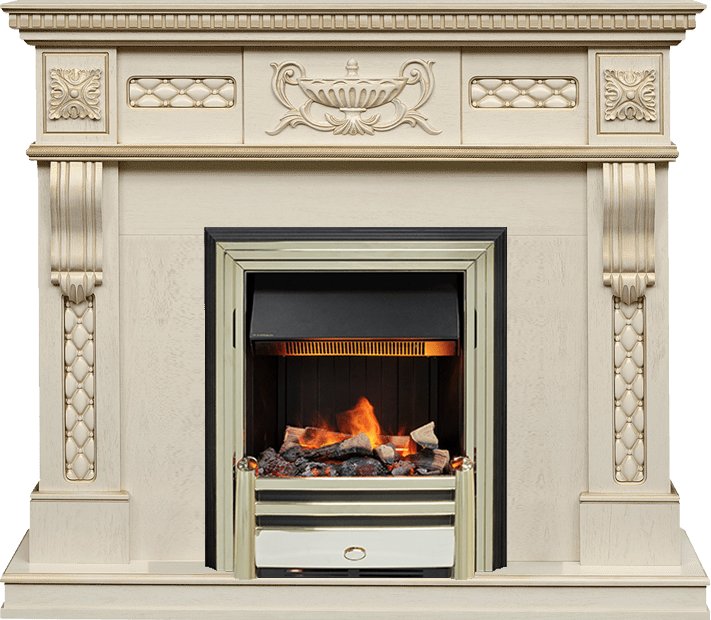 Каминокомплект Dimplex Corsica - Слоновая кость с патиной (Ширина 1100) с очагом Cavendish